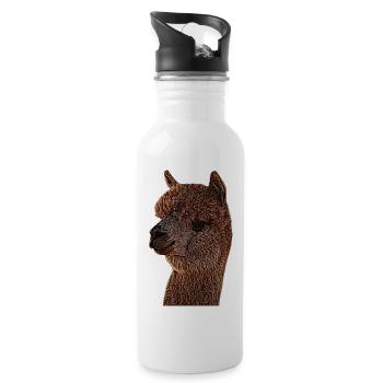 Alpaca, llama, gift, llama - Water bottle with straw - white - Right