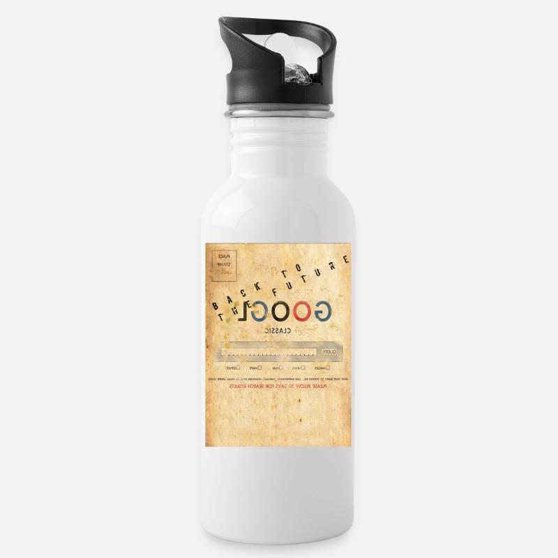 Google Zurück in die Zukunft Parodie - Trinkflasche mit integriertem Trinkhalm - Weiß