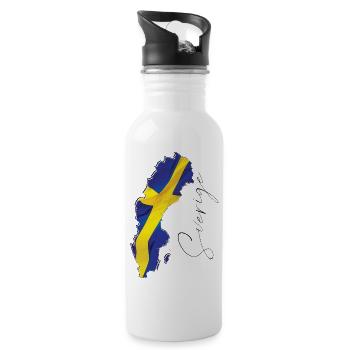 Schweden Flagge in der Schweden Landkarte SE - Trinkflasche mit integriertem Trinkhalm - Weiß - Rechts