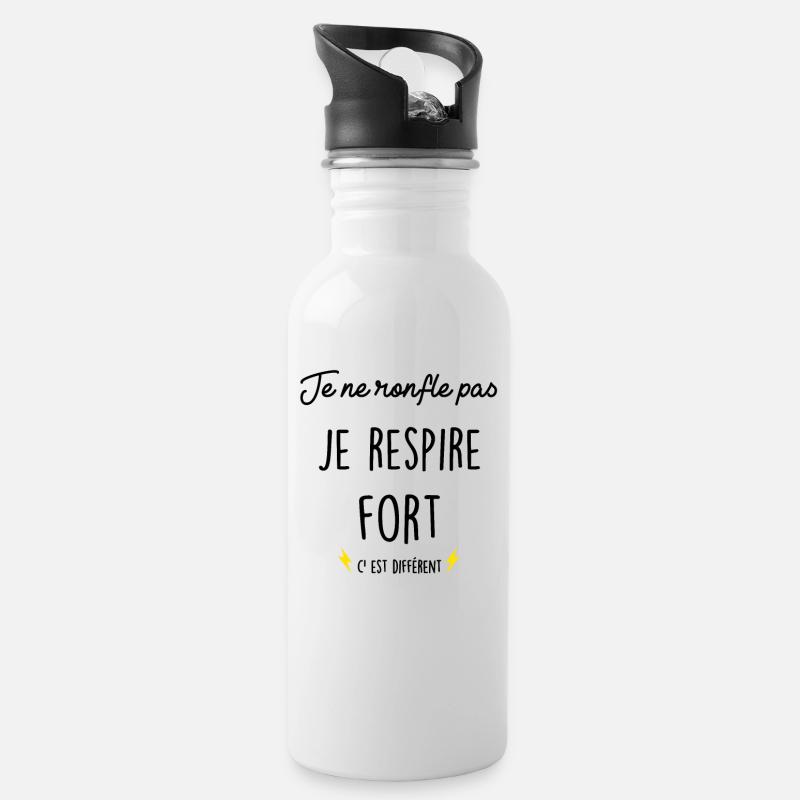 Je ne Ronfle pas Je Respire Fort C'est Différent - Gourde avec paille intégrée - blanc