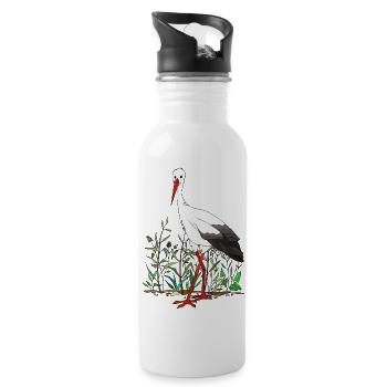 Storch - Trinkflasche mit integriertem Trinkhalm - Weiß - Rechts
