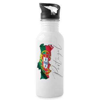 Portugal flag on the Portugal map EN - Water bottle with straw - white - Right