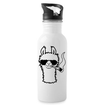 Lama With Joint - Water bottle with straw - white - Right