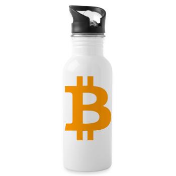 Logo symbole Bitcoin BTC - Gourde avec paille intégrée - blanc - Droite