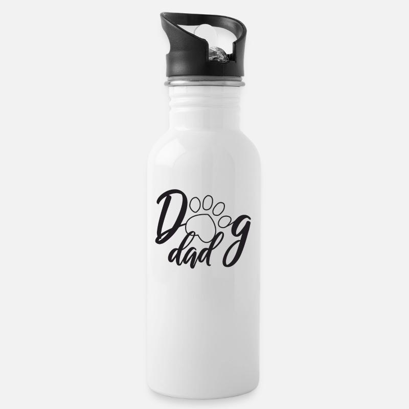 Dog Dad - Trinkflasche mit integriertem Trinkhalm - Weiß