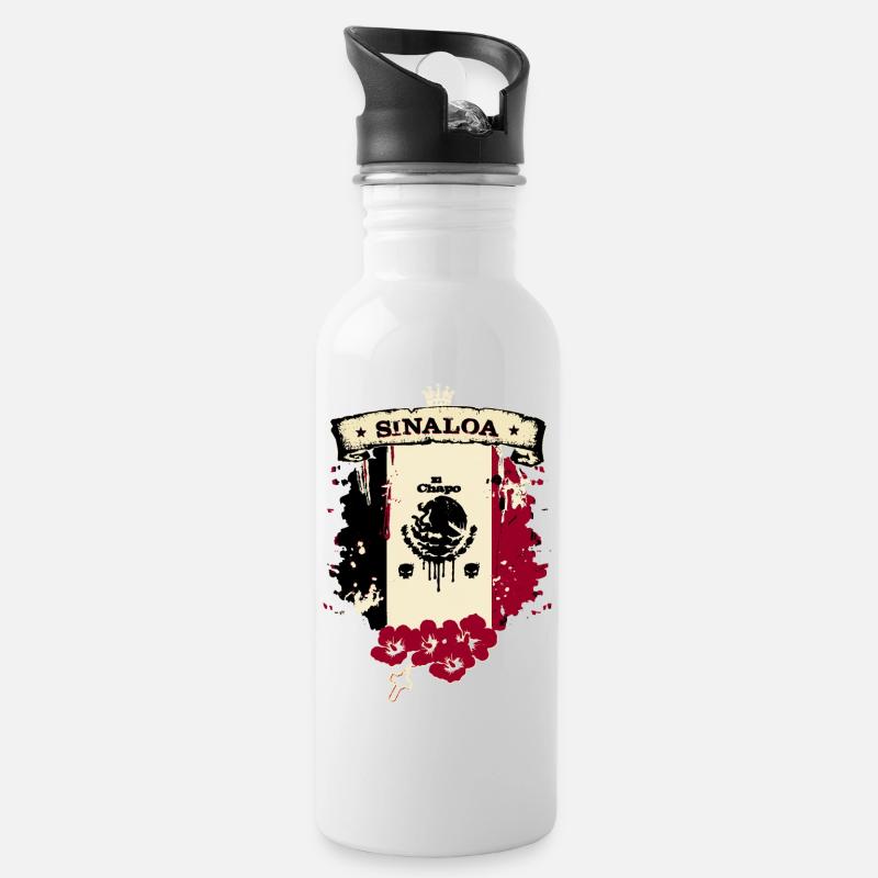 Sinaloa Mexico - Trinkflasche mit integriertem Trinkhalm - Weiß