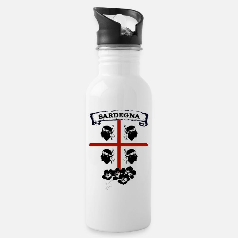 Sardinien - Trinkflasche mit integriertem Trinkhalm - Weiß