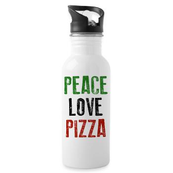 PEACE LOVE PIZZA Tricolore Italiano - Trinkflasche mit integriertem Trinkhalm - Weiß - Rechts