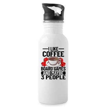 Board Games / Coffee Gift : Board Games & Coffee - Water bottle with straw - white - Right