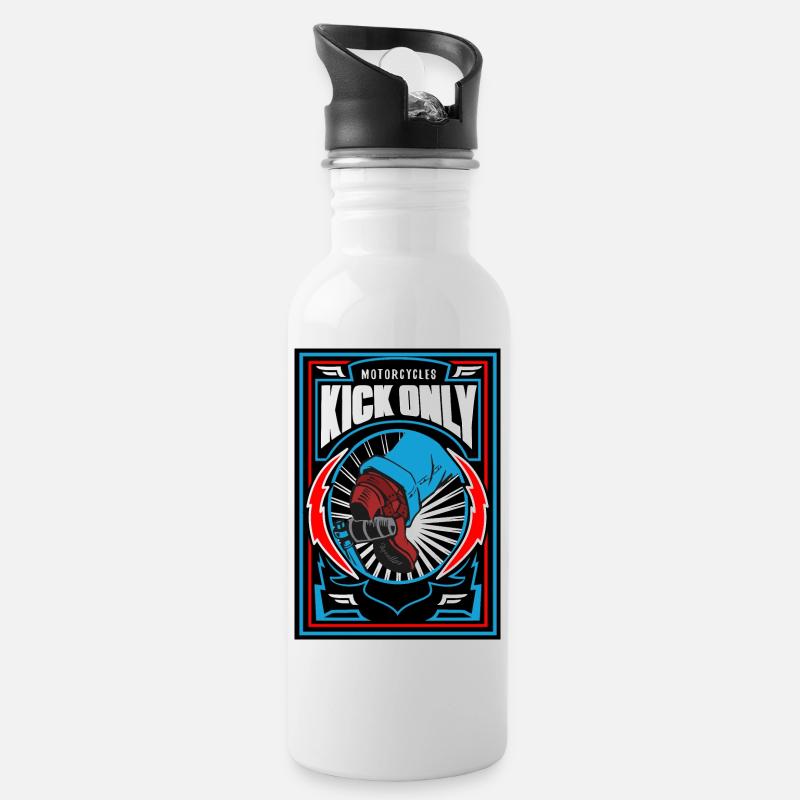 Motorcycles Kick Only - Trinkflasche mit integriertem Trinkhalm - Weiß