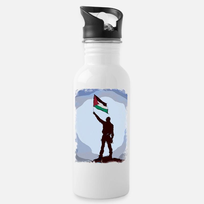 Palestine Drapeau Vies Comptent P10 - Gourde avec paille intégrée - blanc