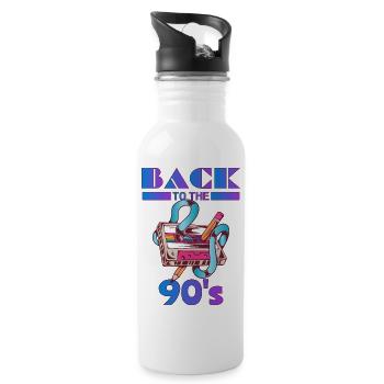 Zurück in die 90er Jahre mit Musikkassette - Trinkflasche mit integriertem Trinkhalm - Weiß - Rechts