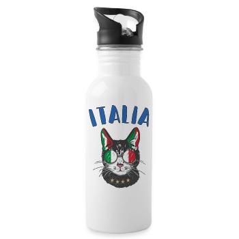 Italy Soccer Cat Mascot Italian Fan flag - Water bottle with straw - white - Right
