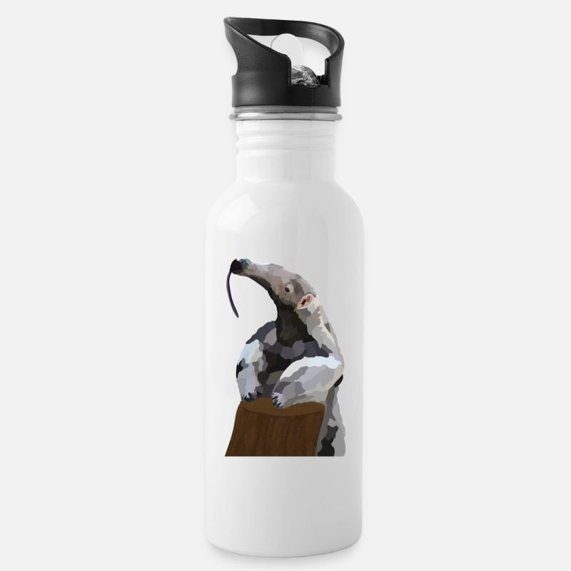 Antonio, der Ameisenbär - Trinkflasche mit integriertem Trinkhalm - Weiß
