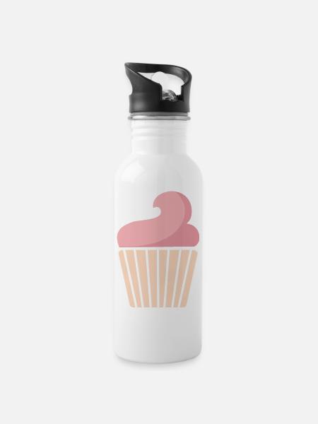 cupcake - Trinkflasche mit integriertem Trinkhalm - Weiß