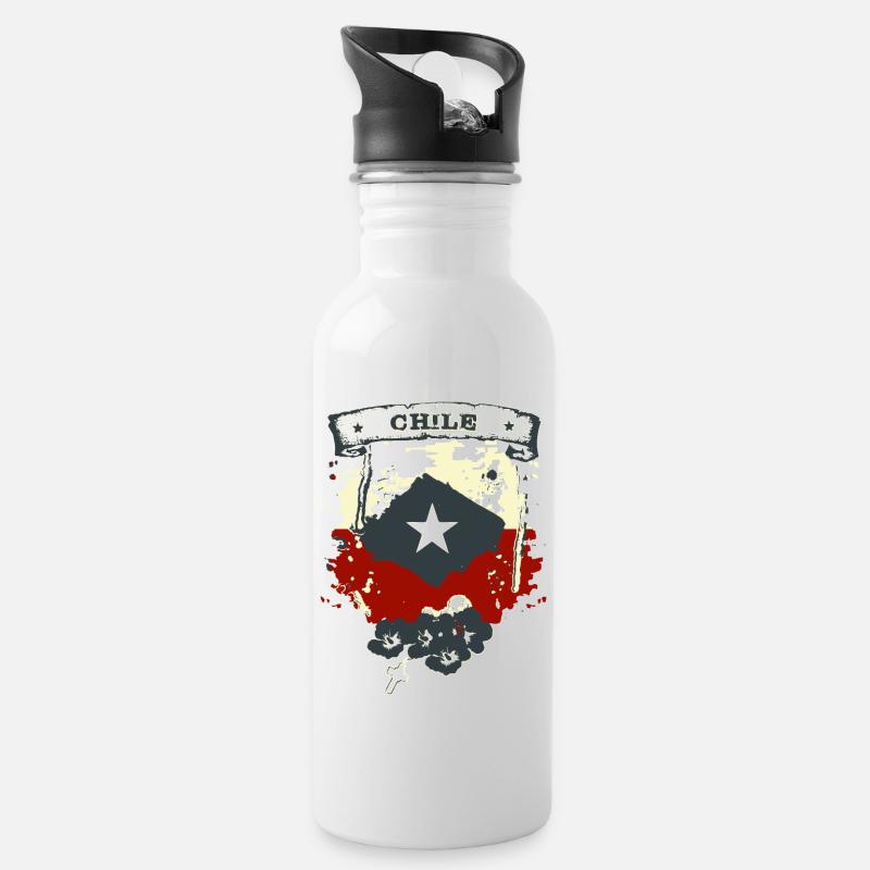 Chile - Trinkflasche mit integriertem Trinkhalm - Weiß