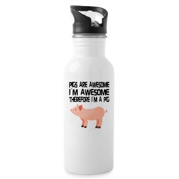 PIG OWNER / PIG FARMER GIFT IDEA: Pigs Are Awesome - Trinkflasche mit integriertem Trinkhalm - Weiß - Rechts