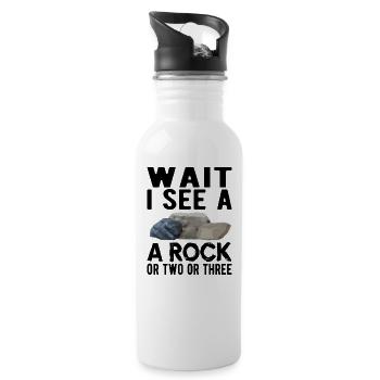 GEOLOGY GEOLOGIST ROCK Wait I see a Rock - Water bottle with straw - white - Right