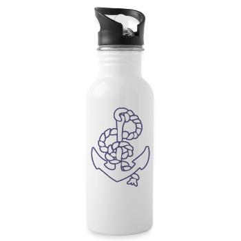Anchor Sea Seafaring Coast - Water bottle with straw - white - Right
