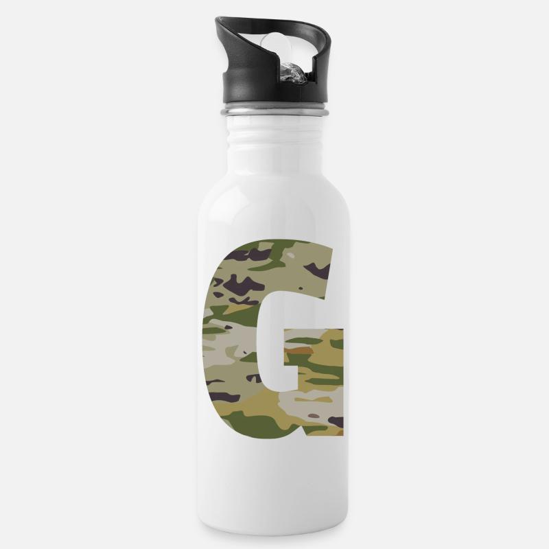Lettre de camouflage G - Gourde avec paille intégrée - blanc