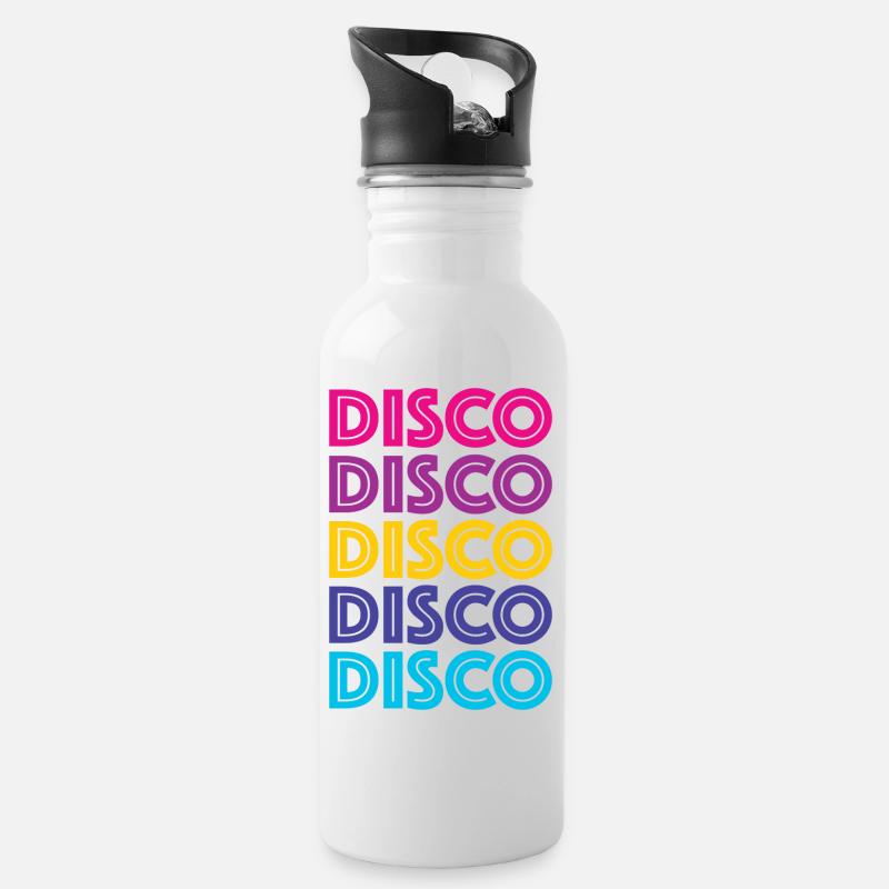 Disco Disco Disco - Trinkflasche mit integriertem Trinkhalm - Weiß