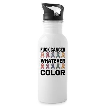 Fuck Cancer Cancer Sensibilisation Quelle que soit la couleur - Gourde avec paille intégrée - blanc - Droite
