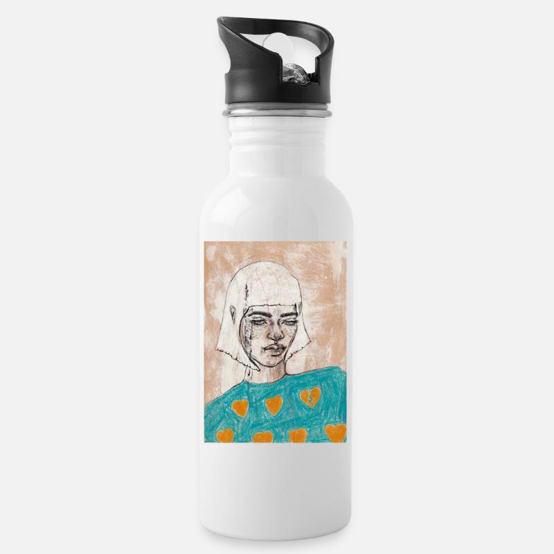 healed - Trinkflasche mit integriertem Trinkhalm - Weiß