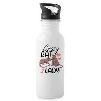 Rat Lover Rat Pet Rodent Mouse Rat Lady gift idea - Trinkflasche mit integriertem Trinkhalm - Weiß - Rechts