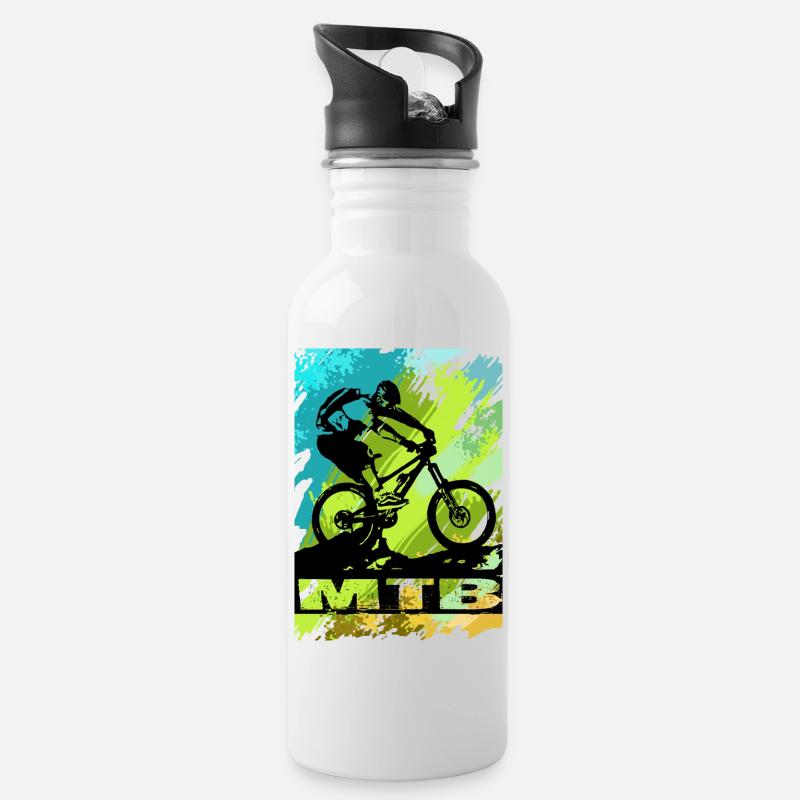 MTB Bike - Trinkflasche mit integriertem Trinkhalm - Weiß