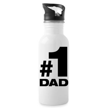 Nummer 1 Dad bester Vater Papa Vati Eltern Kinder - Trinkflasche mit integriertem Trinkhalm - Weiß - Rechts