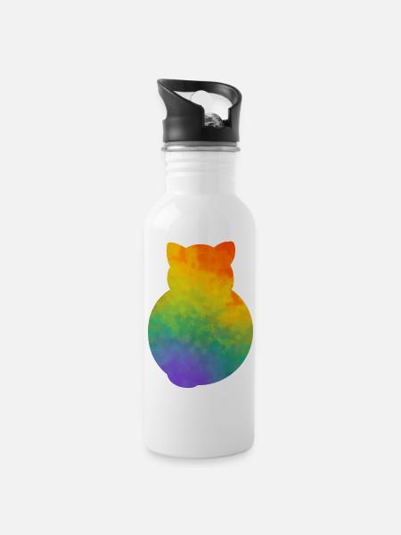Pride Kitty - Water bottle with straw - white