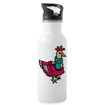 Chicken Hen Crazy Chicken - Water bottle with straw - white - Right