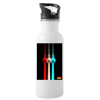 Berliner Fernsehturm - Trinkflasche mit integriertem Trinkhalm - Weiß - Rechts