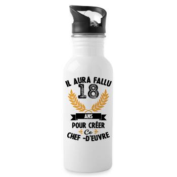 18 ans anniversaire 18 anniversaire cadeau 18 ans - Gourde avec paille intégrée - blanc - Droite