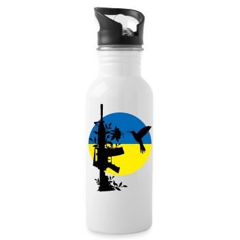 paix pas guerre ukraine - Gourde avec paille intégrée - blanc - Droite