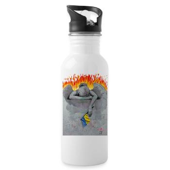 Tears for Ukraine - Water bottle with straw - white - Right
