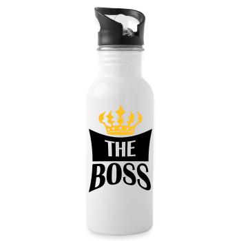 Krone The Boss - Trinkflasche mit integriertem Trinkhalm - Weiß - Rechts