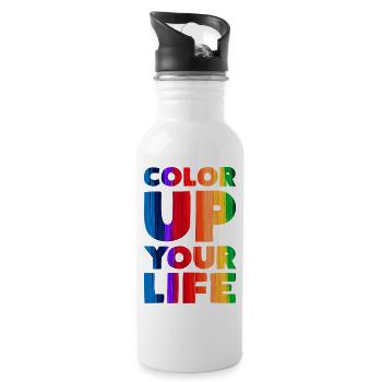Color Up Your Life Bunt - Trinkflasche mit integriertem Trinkhalm - Weiß - Rechts