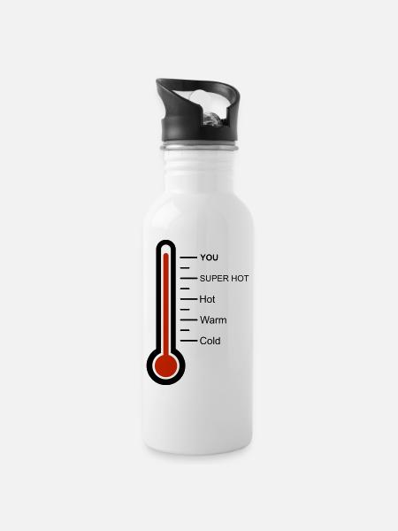 Thermometer - Trinkflasche mit integriertem Trinkhalm - Weiß