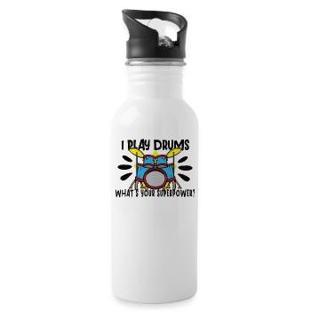 Schlagzeuger Drums Music Drum Set Drumming - Trinkflasche mit integriertem Trinkhalm - Weiß - Rechts