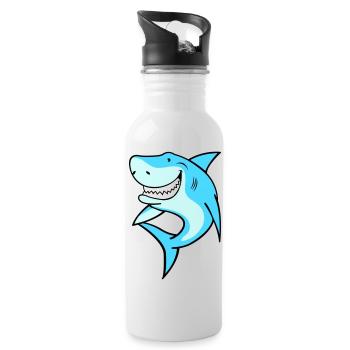 Requin - Gourde avec paille intégrée - blanc - Droite