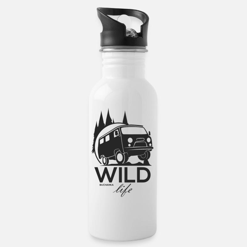 WILD life Buchanka - Water bottle with straw - white