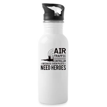 Contrôleur de la circulation aérienne Flight Service Avion Aéroport - Gourde avec paille intégrée - blanc - Droite