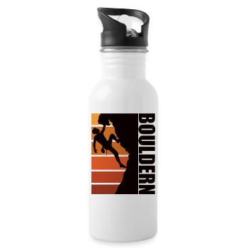 Bouldern - Boulderer - Trinkflasche mit integriertem Trinkhalm - Weiß - Rechts