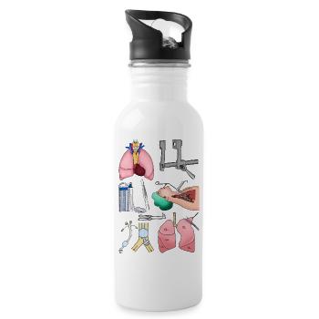 Thoraxchirurgie - Trinkflasche mit integriertem Trinkhalm - Weiß - Rechts