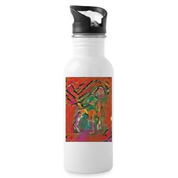 Auf dem mehrfarbigen Stuhl - Trinkflasche mit integriertem Trinkhalm - Weiß - Rechts
