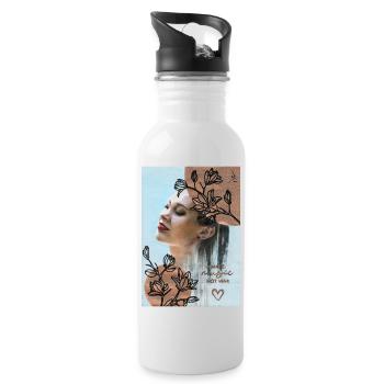 Make Musik Not War - Trinkflasche mit integriertem Trinkhalm - Weiß - Rechts