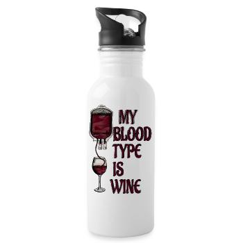 My Blood Type is Wine - Water bottle with straw - white - Right