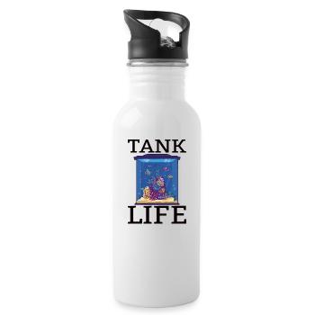 Aquaristik Aquarium Keeper Fishkeeper Salzwasser - Trinkflasche mit integriertem Trinkhalm - Weiß - Rechts