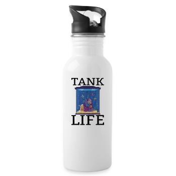 Aquaristik Aquarium Keeper Fishkeeper Salzwasser - Trinkflasche mit integriertem Trinkhalm - Weiß - Rechts